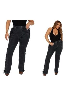 After Hours Lace Up Flare Pant - Black Inseam 34